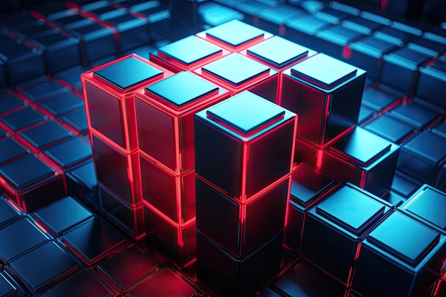 Illustration de cubes rouges et bleus empilés Generative AI