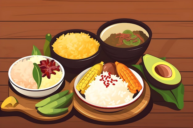 illustration de la cuisine colombienne traditionnelle