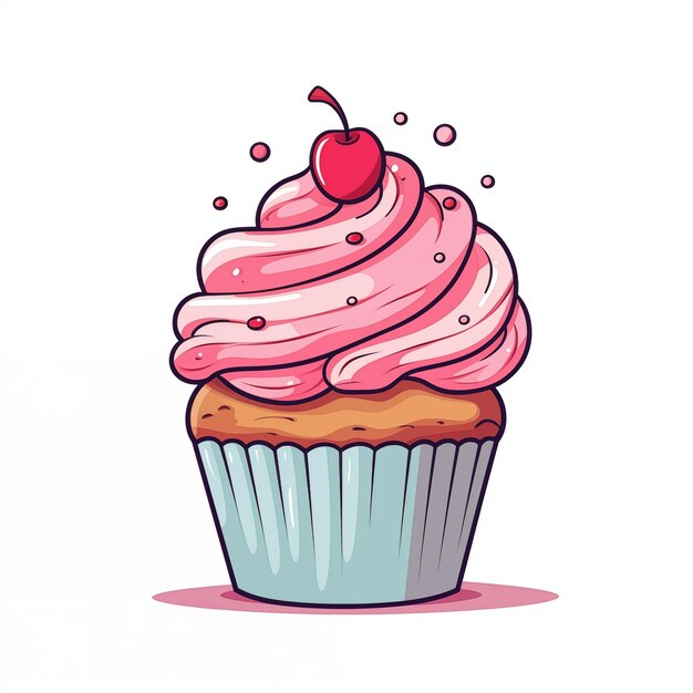 Illustration de cupcake dans un style plat dans les couleurs rose et bleu Muffin dessert gâteau nourriture