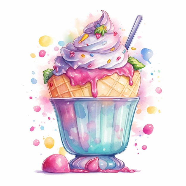 Illustration d'un cupcake avec un glaçage rose et des fraises sur le dessus