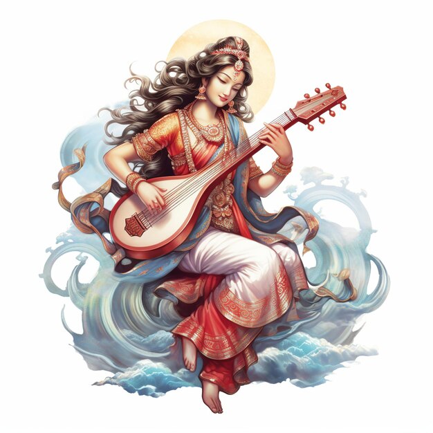 Illustration de la déesse Saraswati pour Vasant Panchami