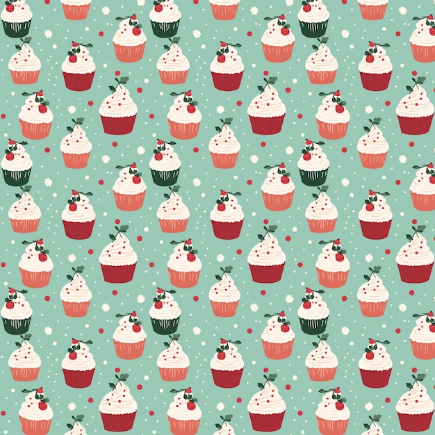 Photo illustration délicieuse du motif de cupcake arrière-plan sans couture