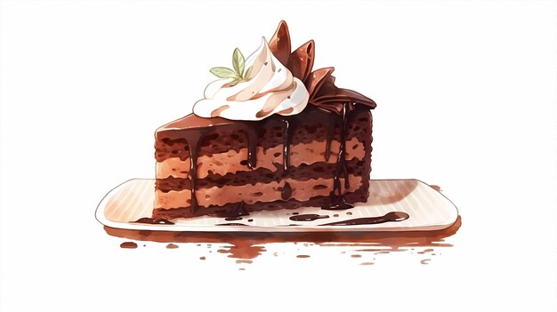 illustration de délicieux gâteau aux fruits au chocolat crémeux