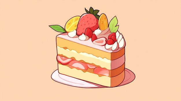 Illustration de délicieux gâteau de dessin animé dessiné à la main