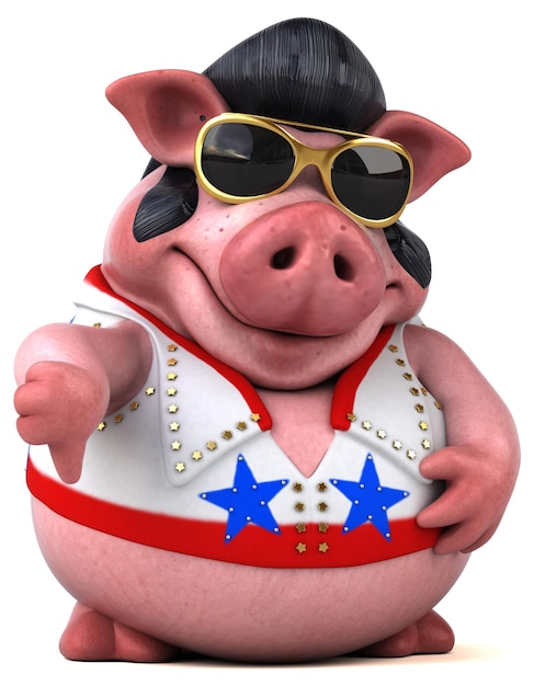 Illustration De Dessin Animé 3d Amusante D'un Cochon à Bascule