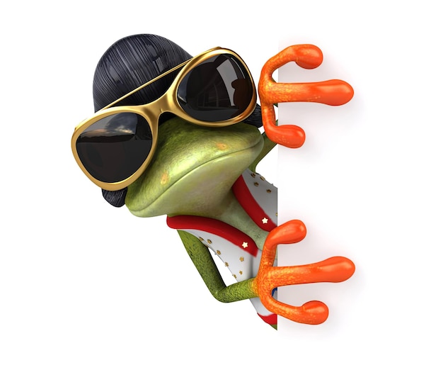 Une illustration de dessin animé 3D amusante du rocker de grenouille