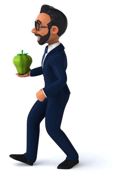 Illustration de dessin animé 3D amusante d'un homme d'affaires indien