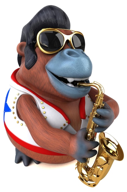 Illustration de dessin animé 3D amusante d'un rocker Orang Outan