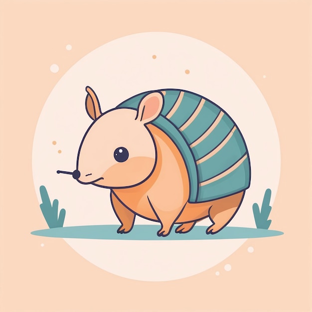 Une illustration de dessin animé sur un armadillo plat et mignon