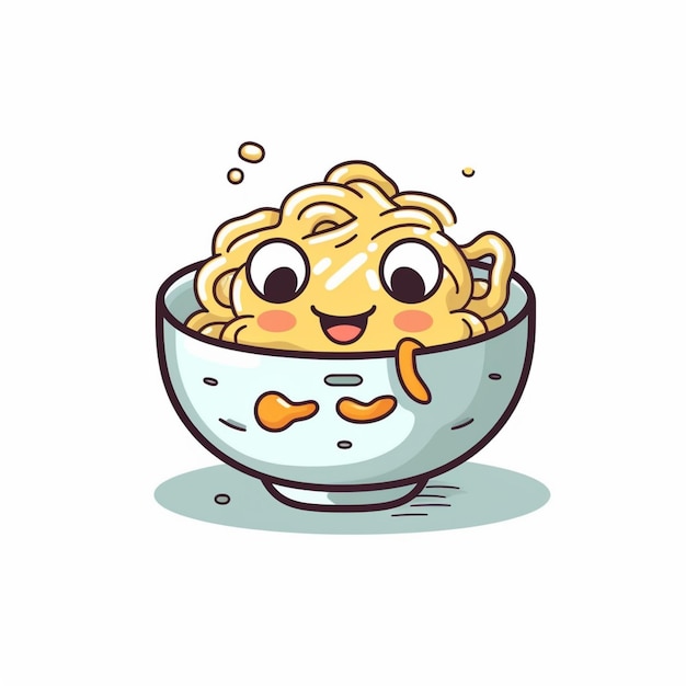 illustration de dessin animé d'un bol de nouilles avec un visage génératif ai