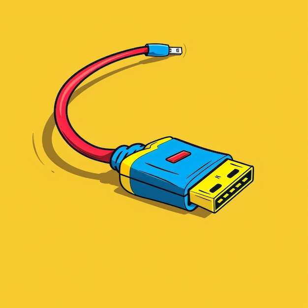 Photo une illustration de dessin animé d'un câble usb connecté à un ordinateur