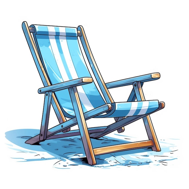 illustration de dessin animé d'une chaise de plage sur la plage générative ai