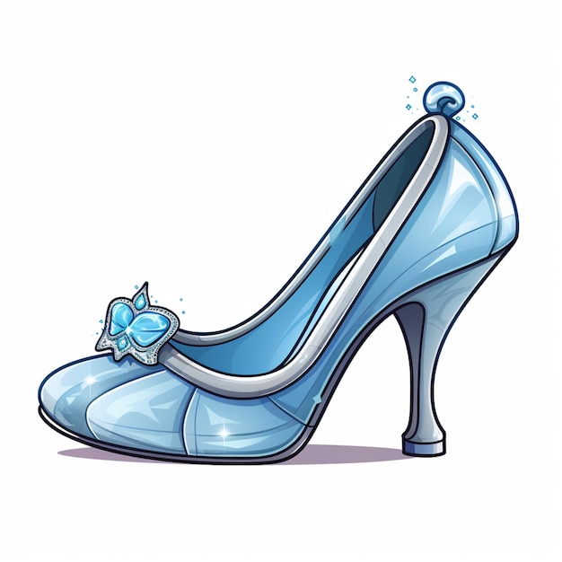 Photo illustration de dessin animé d'une chaussure à talons hauts bleus avec un arc génératif ai