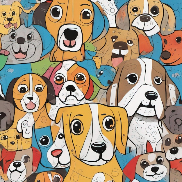 illustration de dessin animé de chiens et d'animaux