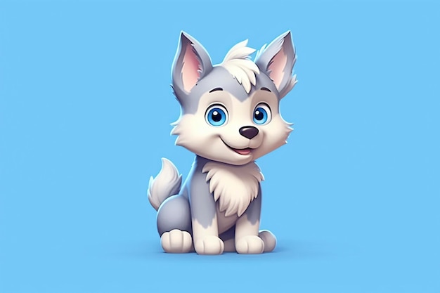 illustration de dessin animé chiot husky mignon