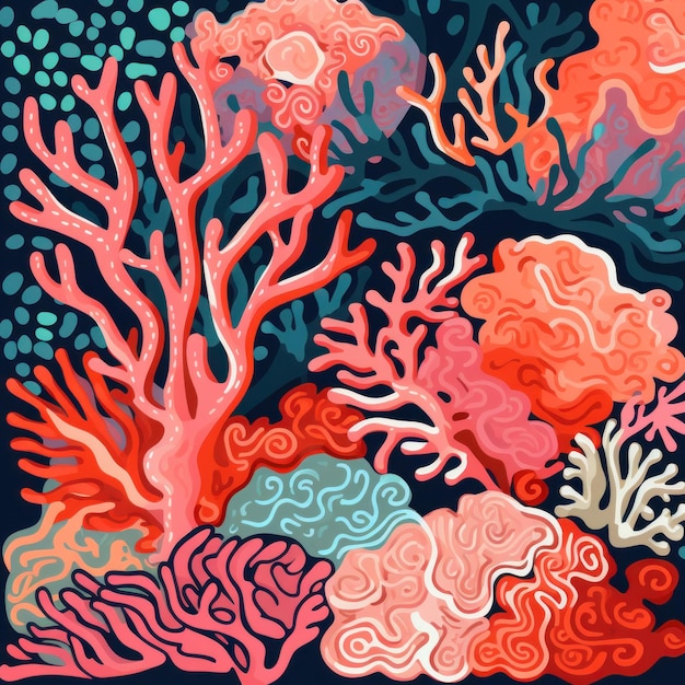 Illustration de dessin animé de corail d'un motif avec une rupture dans le motif v 52 ID de travail 50c90a21d4d946e09eb3e0488b11d808