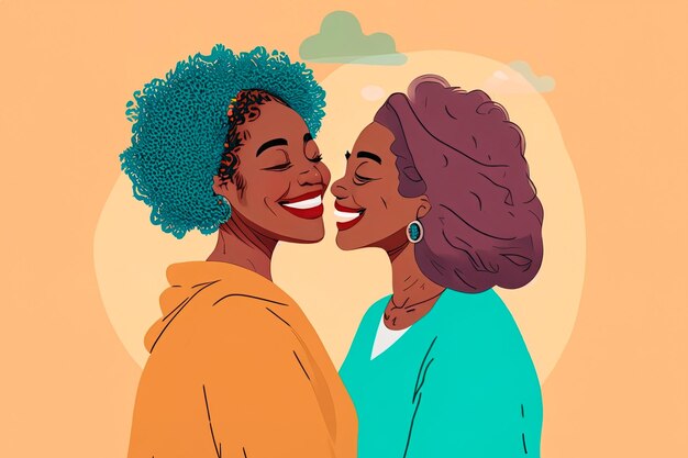 Illustration de dessin animé d'un couple de femmes amoureuses