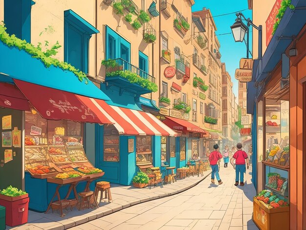 Illustration de dessin animé culinaire de nourriture de rue