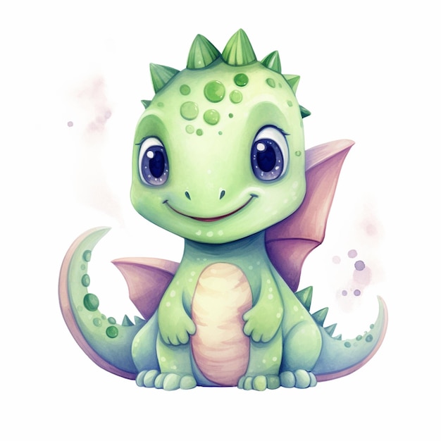 illustration de dessin animé d'un dragon vert avec un grand sourire