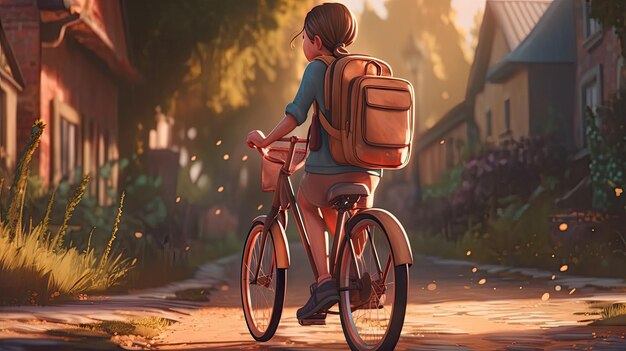 illustration de dessin animé d'enfants jouant à des vélos