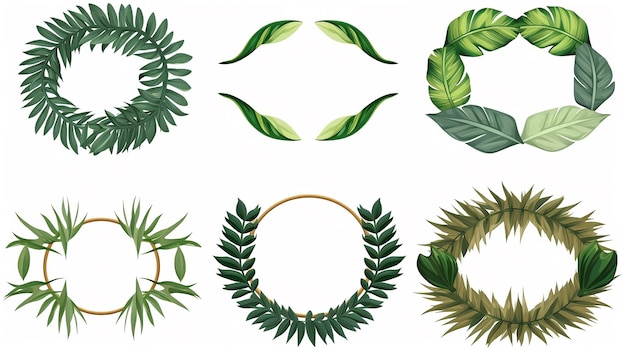 Photo illustration de dessin animé les feuilles exotiques encadrent les feuilles tropicales
