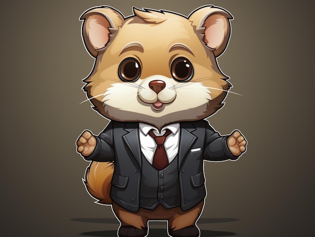 illustration de dessin animé d'un hamster d'affaires dans un costume génératif ai