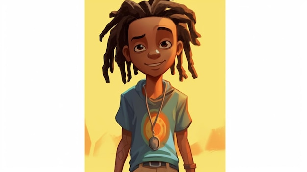 illustration de dessin animé d'un jeune homme avec des dreadlocks et un collier ai génératif