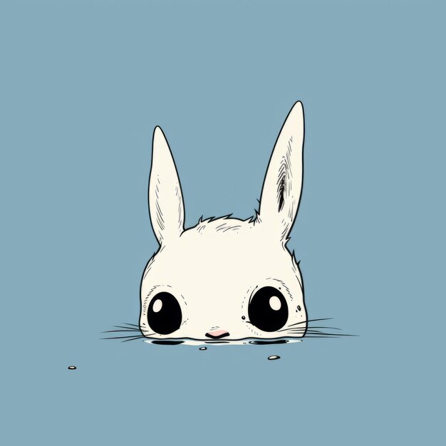 Photo une illustration de dessin animé d'un lapin blanc qui regarde hors de l'eau