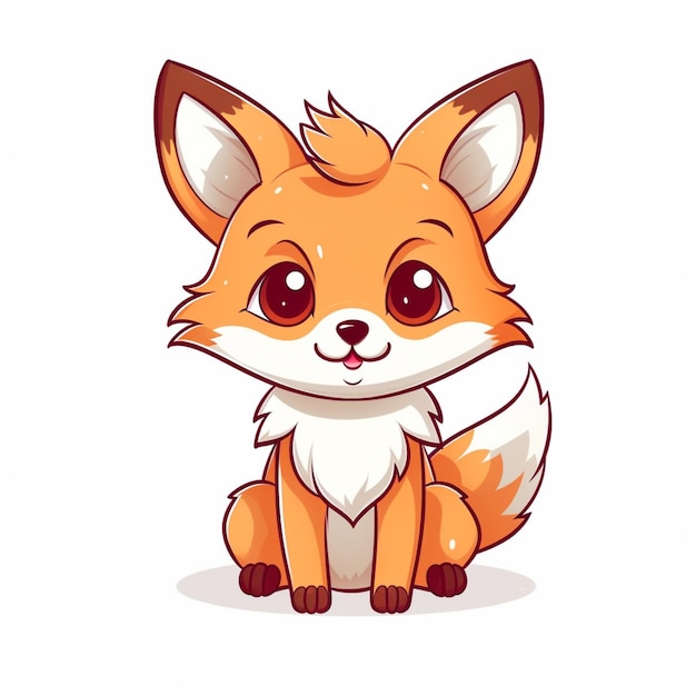 illustration de dessin animé d'un mignon petit renard assis génératif ai