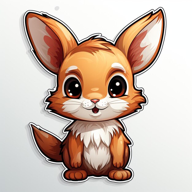 Illustration de dessin animé d'un mignon petit renard avec de grands yeux