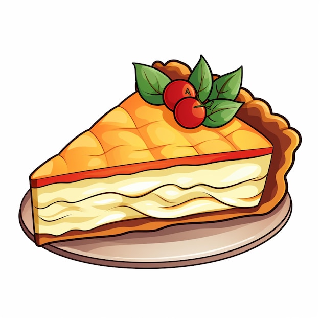 Photo illustration de dessin animé d'un morceau de gâteau avec des cerises sur le dessus