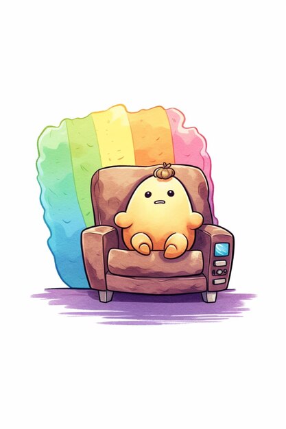 Photo illustration de dessin animé d'un ours en peluche assis sur une chaise avec une ia générative télécommandée