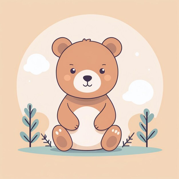 L'illustration de dessin animé de l'ours en peluche Kawaii pour enfants