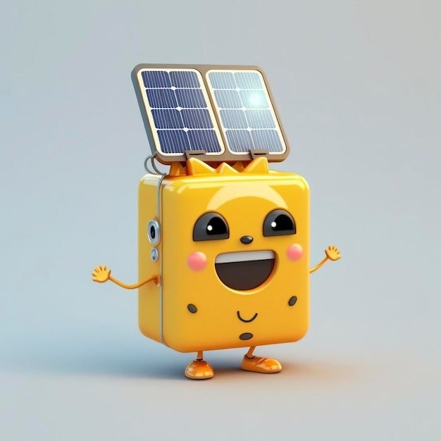 illustration dessin animé panneau solaire IA générative