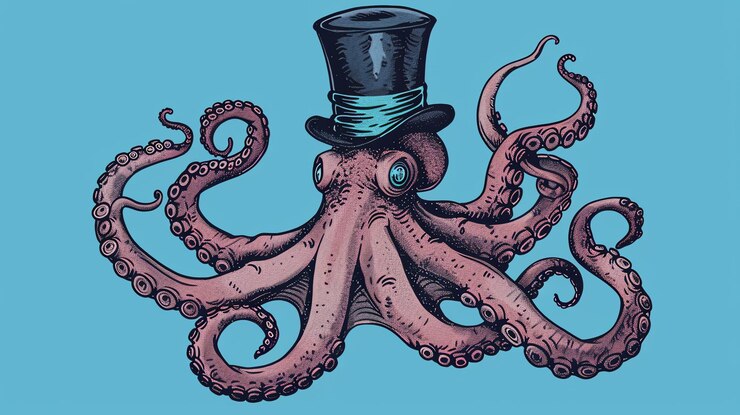Photo une illustration de dessin animé d'une pieuvre portant un chapeau haut