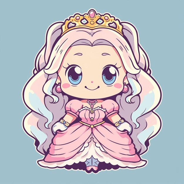 illustration de dessin animé d'une princesse avec une couronne et un cœur