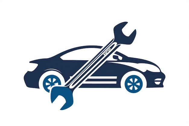 Illustration de dessin animé de réparation automobile Graphique coloré mettant en vedette des outils de voiture des clés et des engrenages