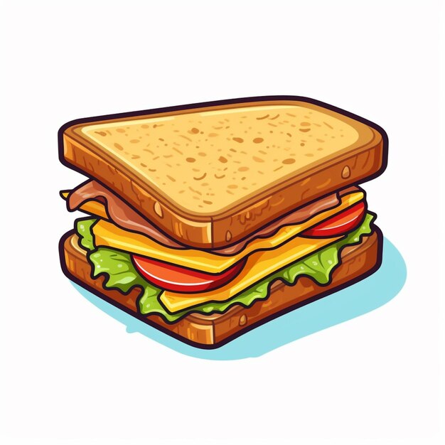 une illustration de dessin animé d'un sandwich avec du fromage génératif ai