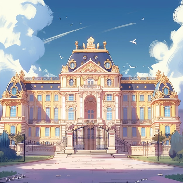 illustration de dessin animé de style baroque du collège des rois architecturaux