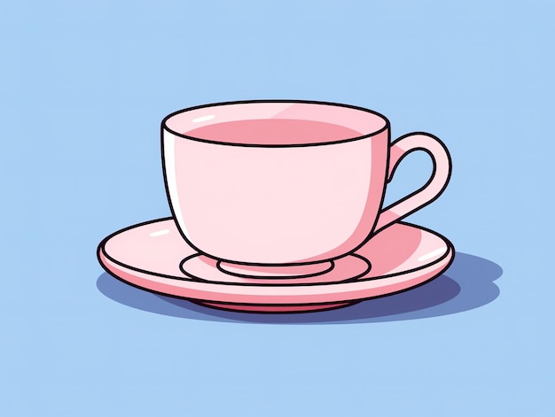 une illustration de dessin animé de tasse de thé simple contour minimaliste