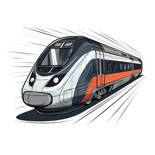 Illustration de dessin animé d'un train à grande vitesse