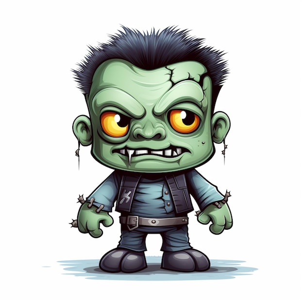 illustration de dessin animé d'un zombie avec une tête épicée et un gilet en cuir