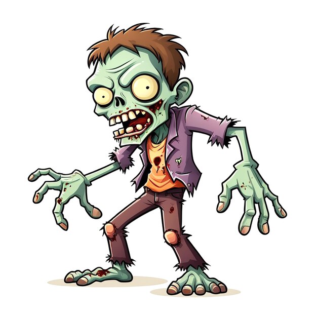 Illustration de dessin animé de zombies sur fond blanc