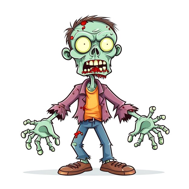 Illustration de dessin animé de zombies sur fond blanc