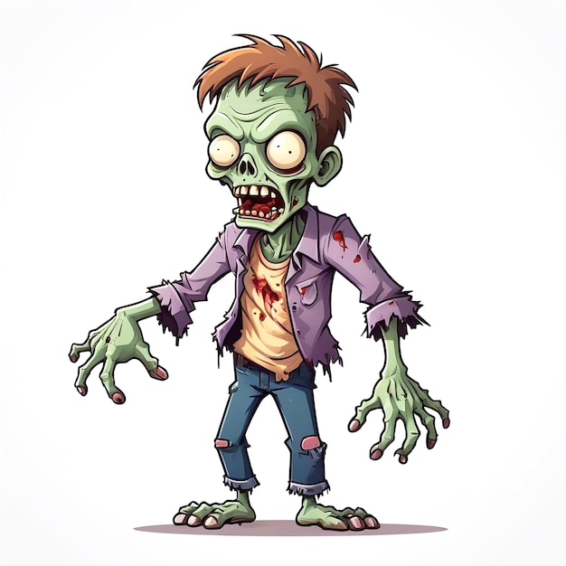 Photo illustration de dessin animé de zombies sur fond blanc