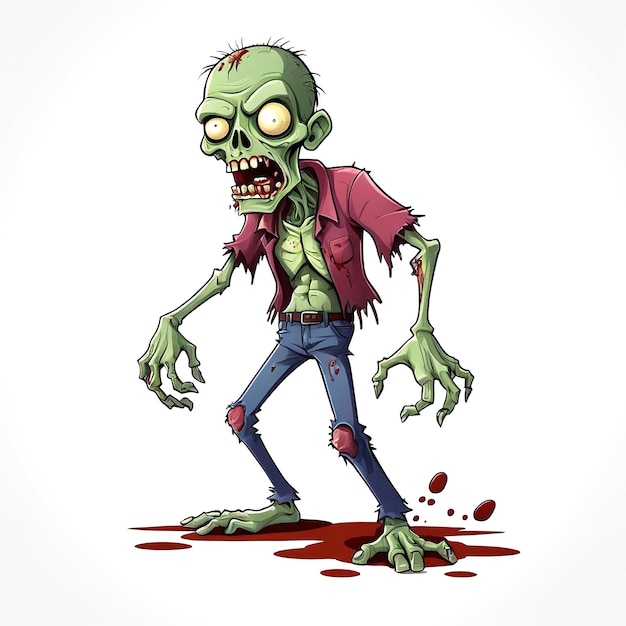 Photo illustration de dessin animé de zombies sur fond blanc