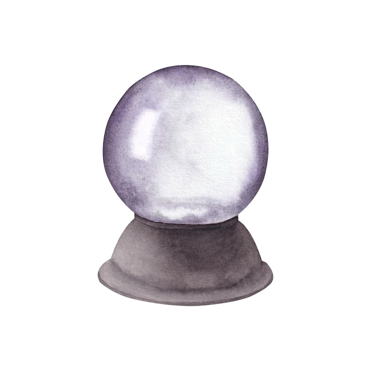 Photo illustration dessinée à la main en aquarelle de boule de cristal isolée sur fond blanc