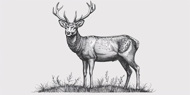 Illustration dessinée à la main d'un cerf à des fins de chasse