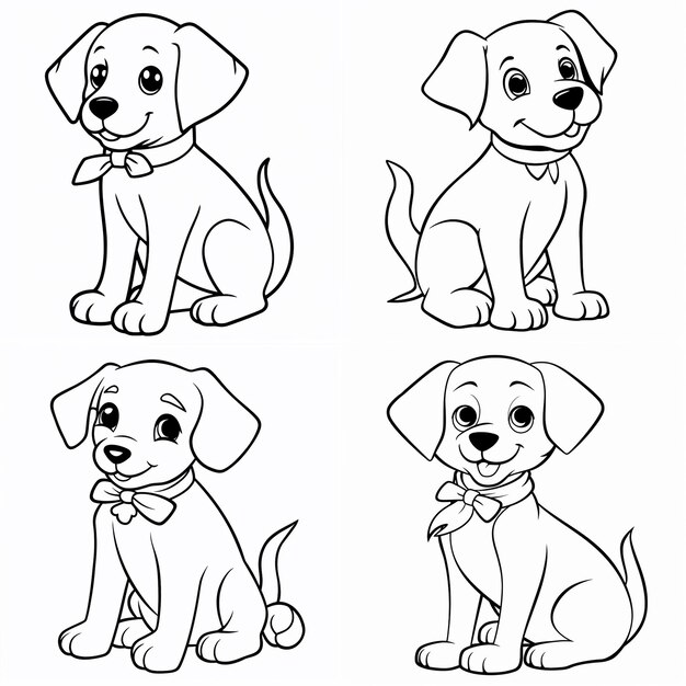 Illustration dessinée à la main du chien de chien mignon pour enfants