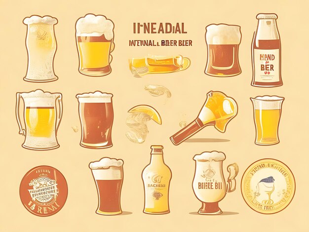 Illustration dessinée à la main de la Journée internationale de la bière générée par l'IA